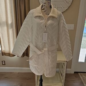 Athleta Cream Quilted Coat